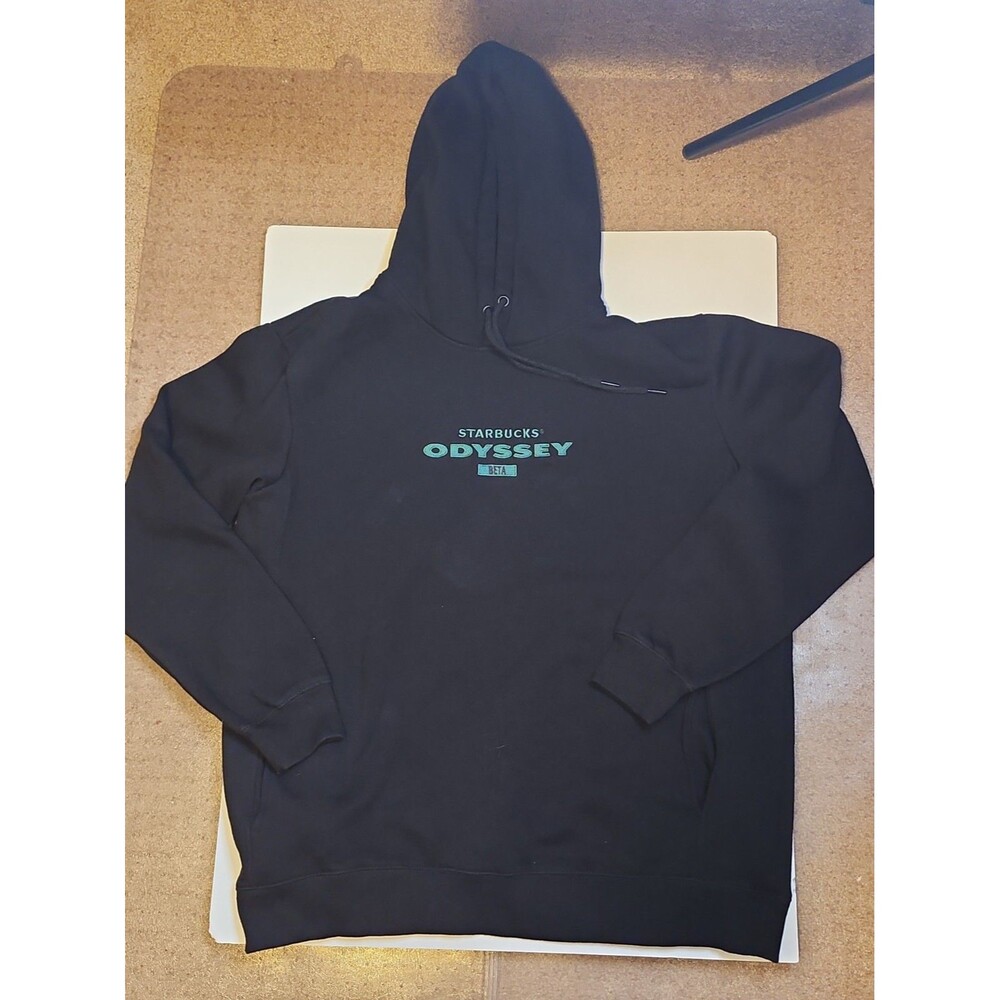 Limited Edition Starbucks Odyssey Beta Black Hoodie Sweatshirt Size XL EUC